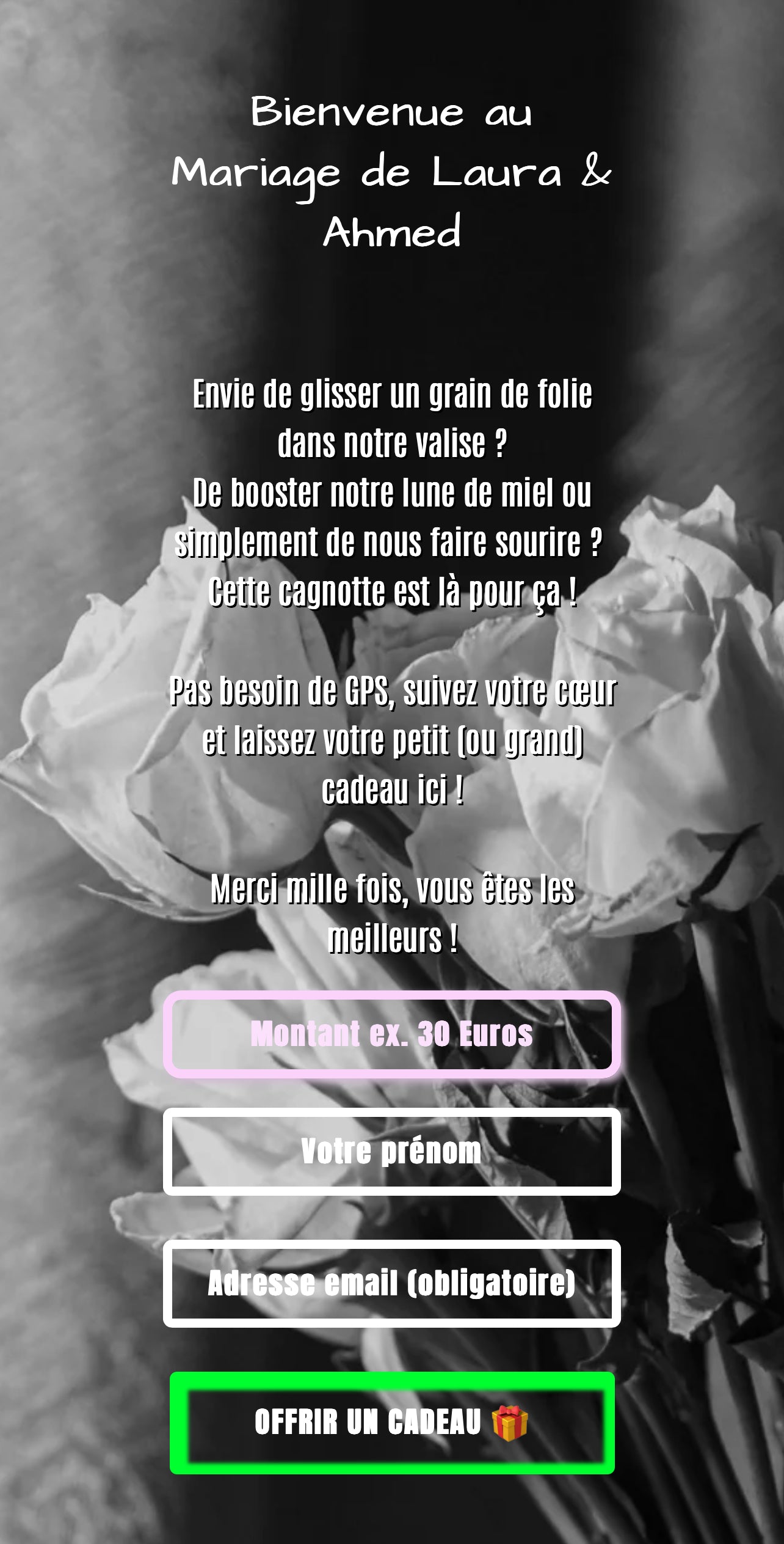 Pack Souvenir – Galerie + Cagnotte Mariés